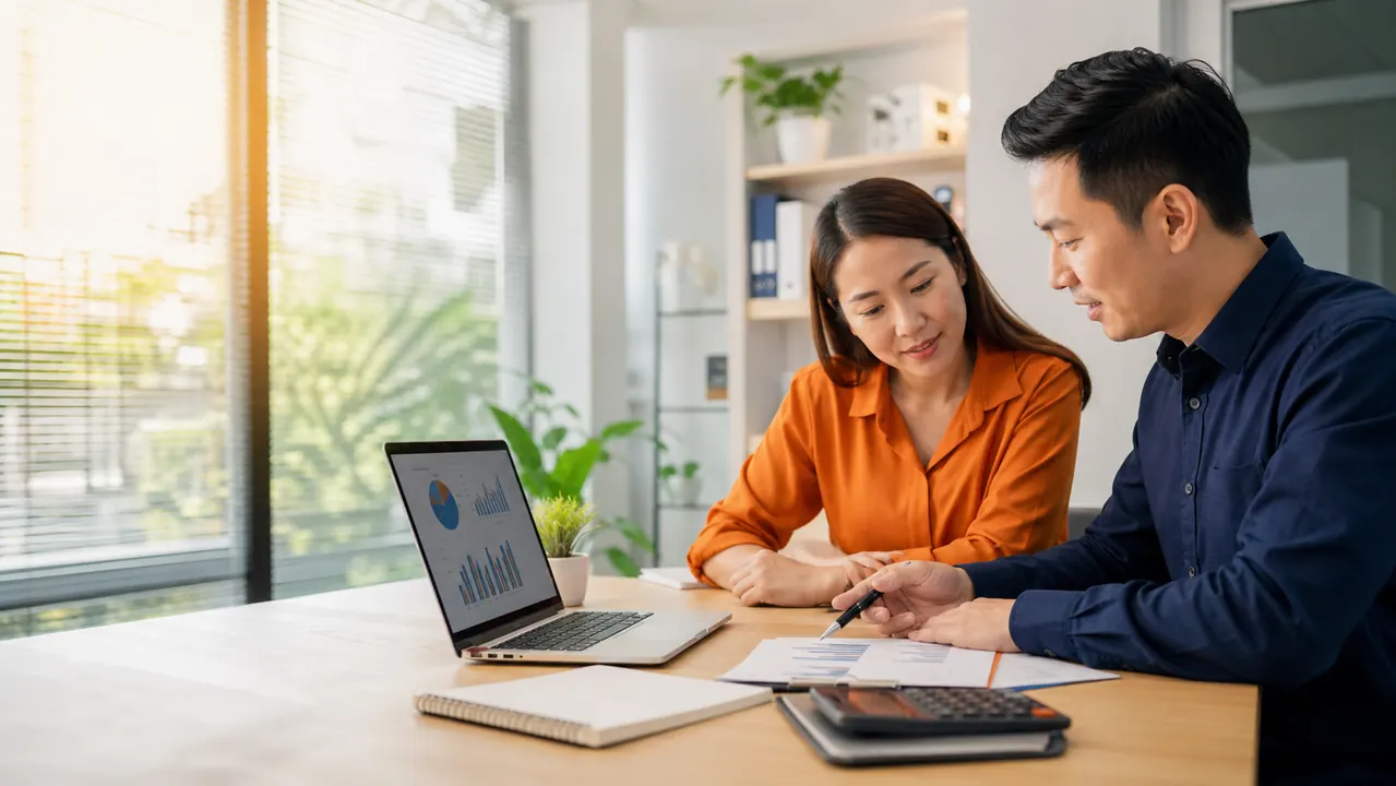 Chủ doanh nghiệp nhỏ cùng chuyên gia lập ngân sách marketing online